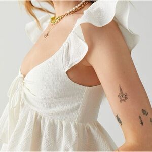 Urban Outfitters White Sierra Keyhole Babydoll Blouse Size XL